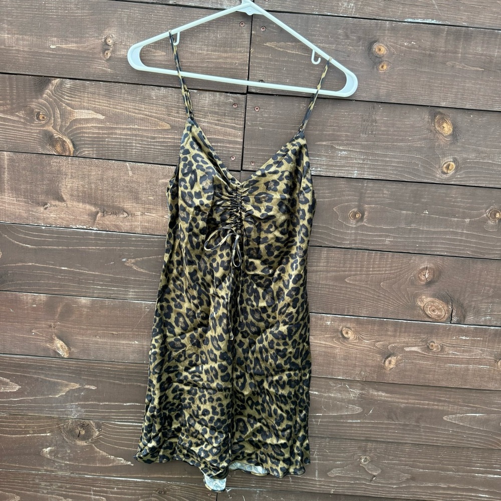 Zara Leopard Print Mini Dress Size Small - Picture 4 of 8